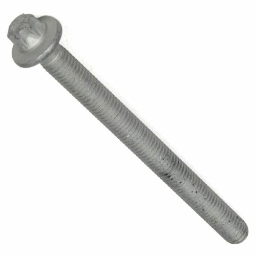 A single long metal screw with a hexagonal head and threaded shank from a BMW / Mini Injector Clamp Bolt, isolated on a white background.
